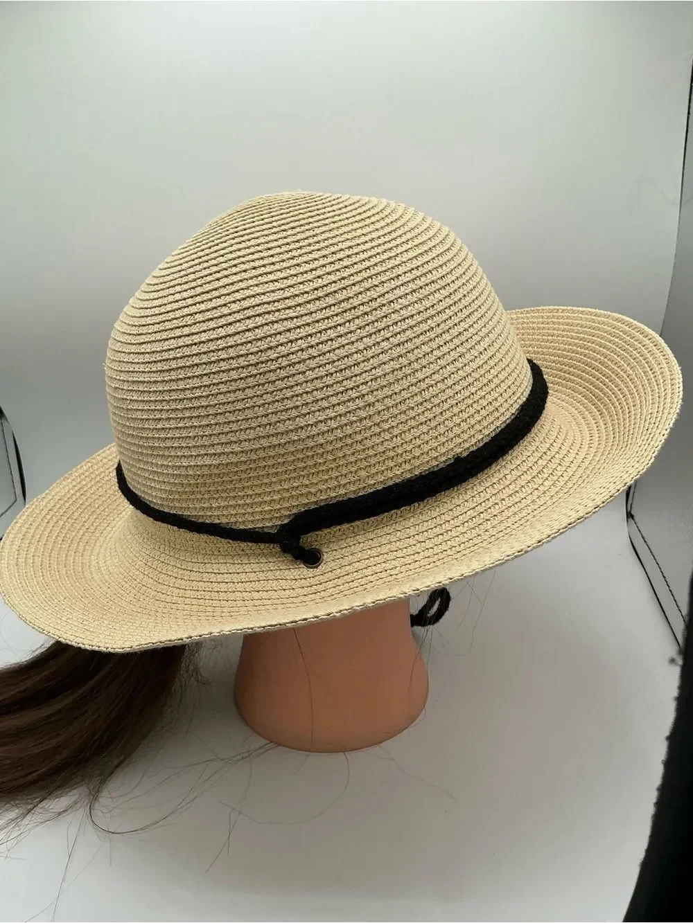 FURTALK wide brim sun hat tightly woven paper straw, offers UPF 50+ size L